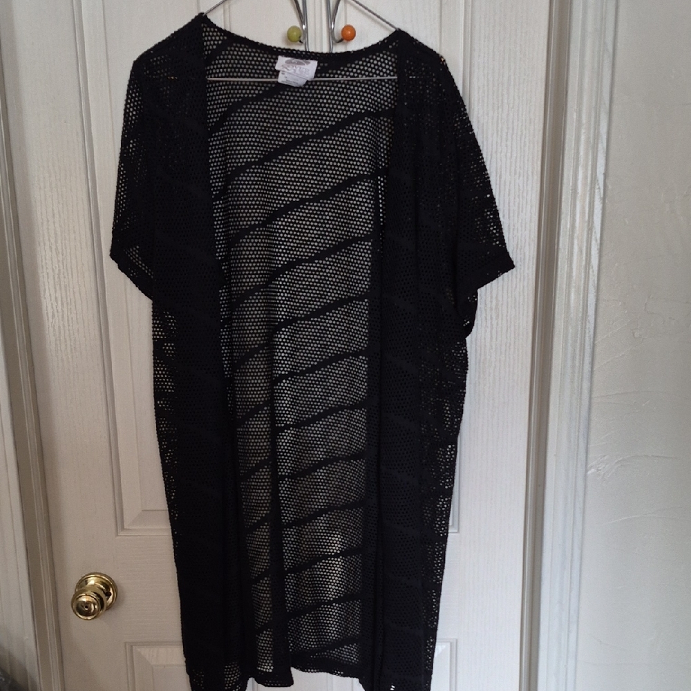 Cover Me Black Open-Knit Mesh Coverup